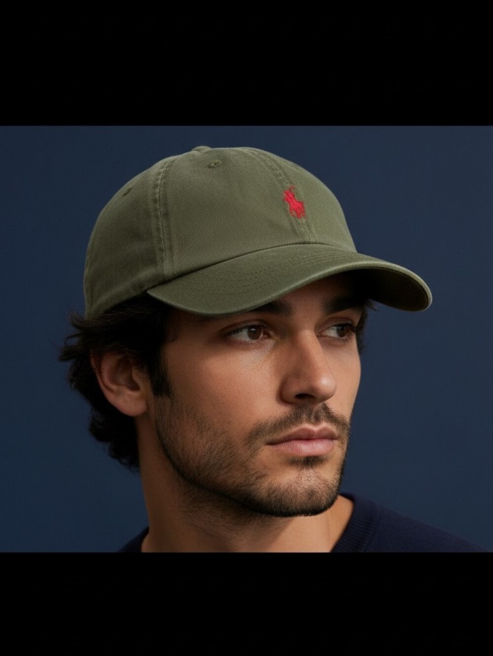 VINTAGE 90S POLO RALPH LAUREN Olive Green With LEATHER STRAPBACK HAT